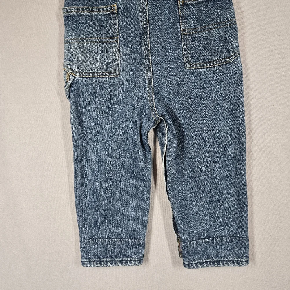 Vintage Oshkosh Denim Overalls Size 24 Months Jeans Cargo Pockets Plaid